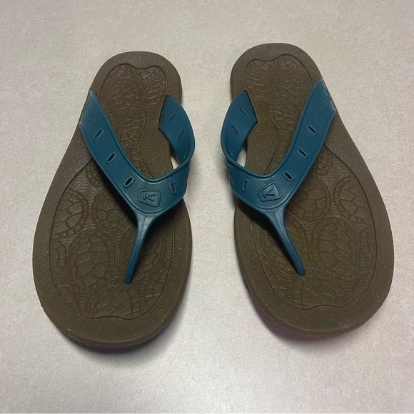Keen Flip Flops Thongs Slip On Sandals Teal Blue Rubberized Soles Womens Size 8 - Picture 3 of 8